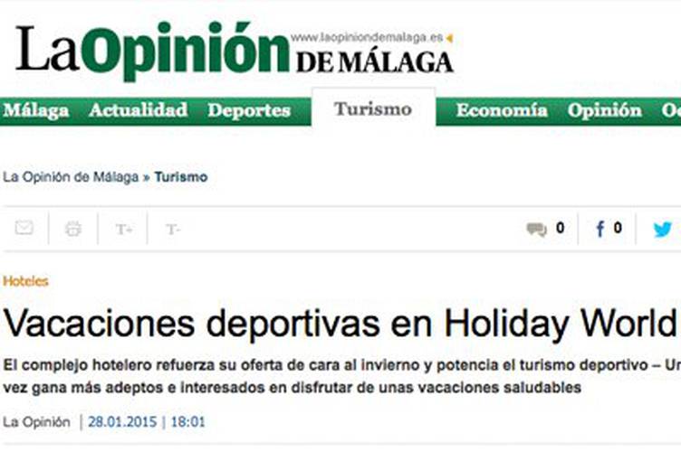 La Opinón de Málaga se hace eco de nuestro oferta deportiva Holiday World Resort